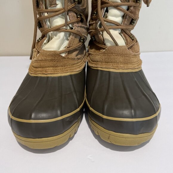 Khombu Nordic 2 Duck Boots Women's Size 8 Beige Suede Faux Fur Trim Waterproof - Picture 7 of 11